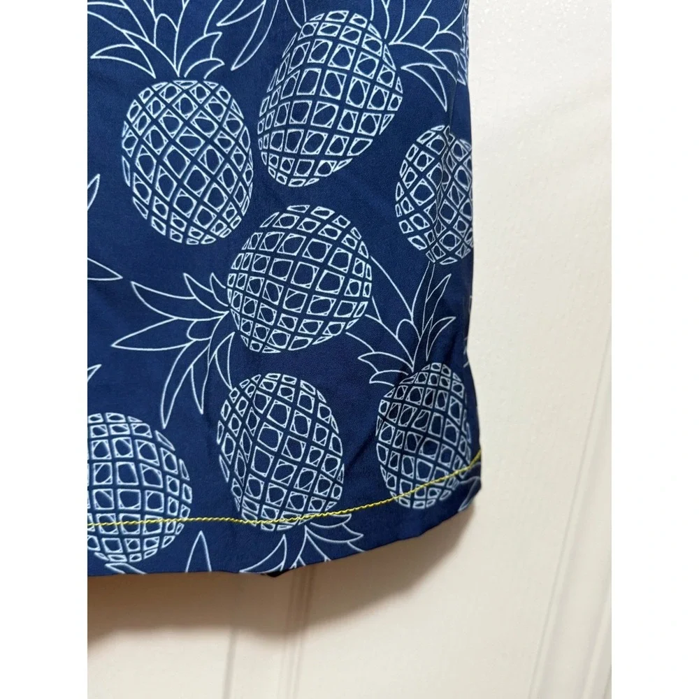 Capelle Hybrid Swim Trunks Mens M Blue Pineapple‎ Print Yellow Drawstring lined